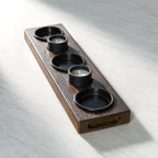 Borrel plank voor warme en koude hapjes, met uitneembare schaaltjes. Ideaal voor tapas en andere gerechten